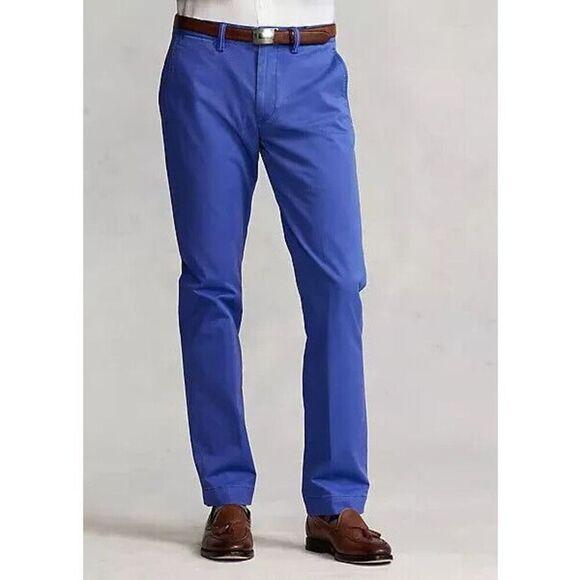 Polo Ralph Lauren Men Sz 32x32 Blue Stretch Straight Fit Washed Chino Pants - Picture 11 of 13